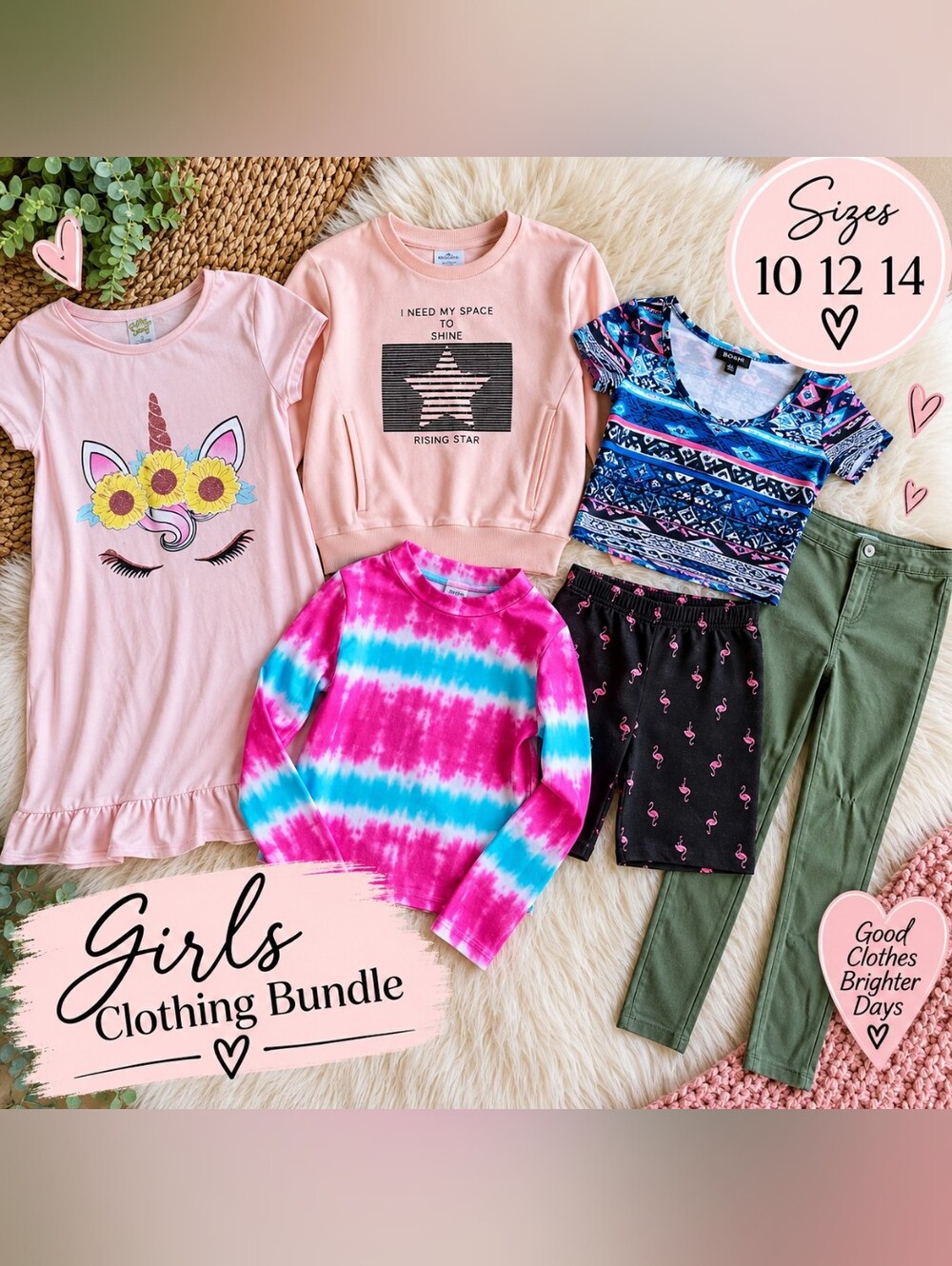 Girls Clothing Bundle Sizes 10 12 14 Tops Shorts Leggings